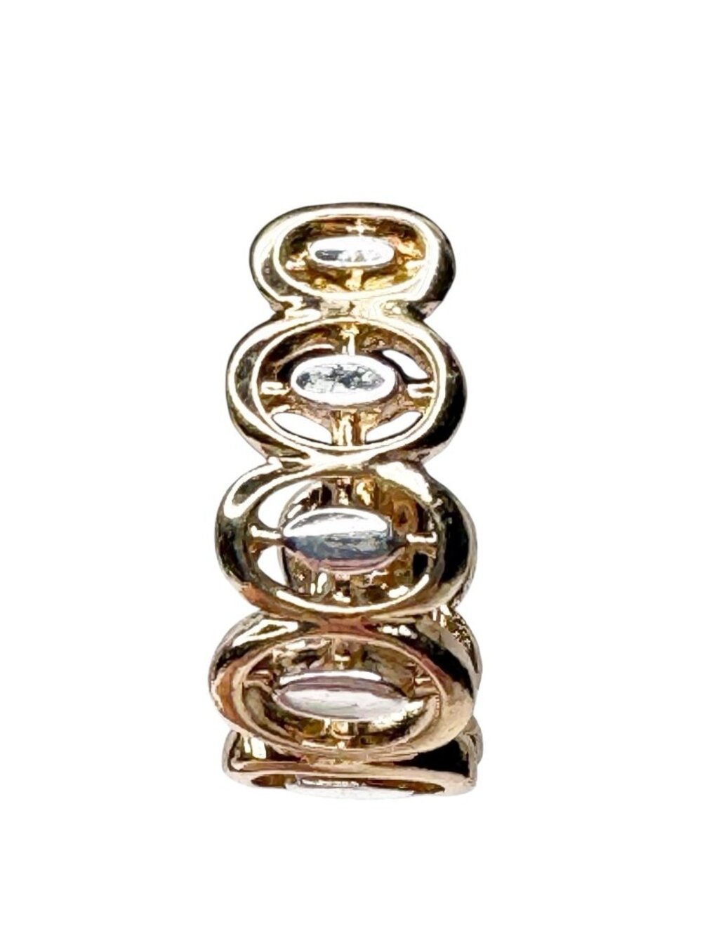 Napier Earrings Open Oval Pattern Design Hoop Gold Silver Toned Clip Vintage HMN - Picture 7 of 14